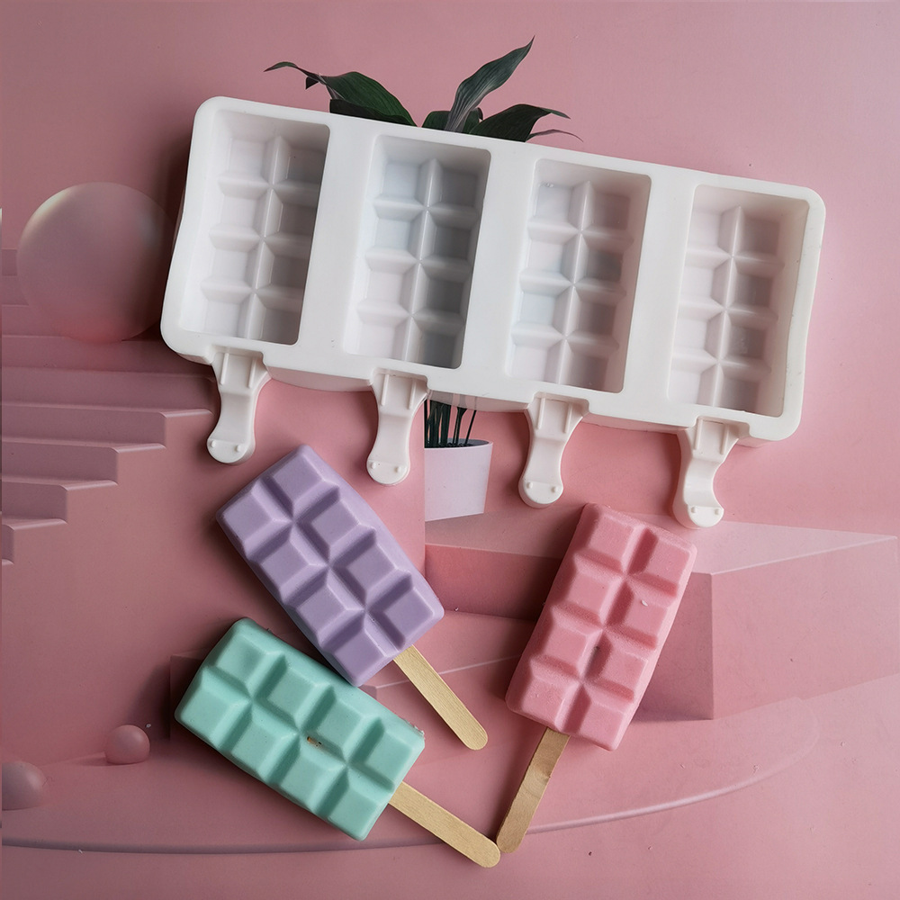 4连方格雪糕485硅胶模具手工制作冰块蛋糕装饰厨房用具