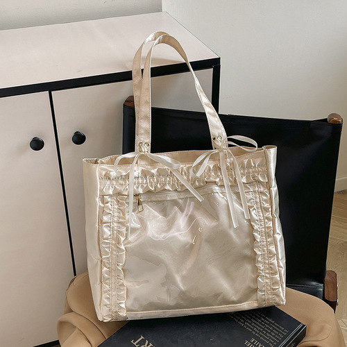 High-value 2025 new fashionable versatile anime-style girls' cute ribbon bow transparent badge pain bag