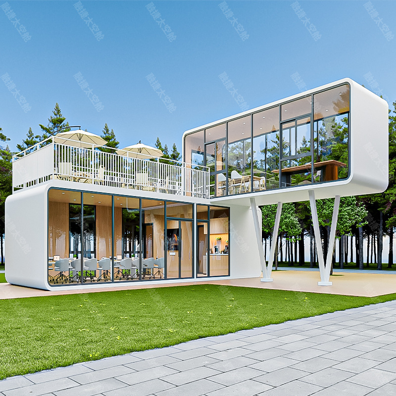 Rongjie exporta cápsula espacial inteligente habitación móvil área escénica B & B solárium camping hotel de dos pisos fabricante de cápsulas de Apple