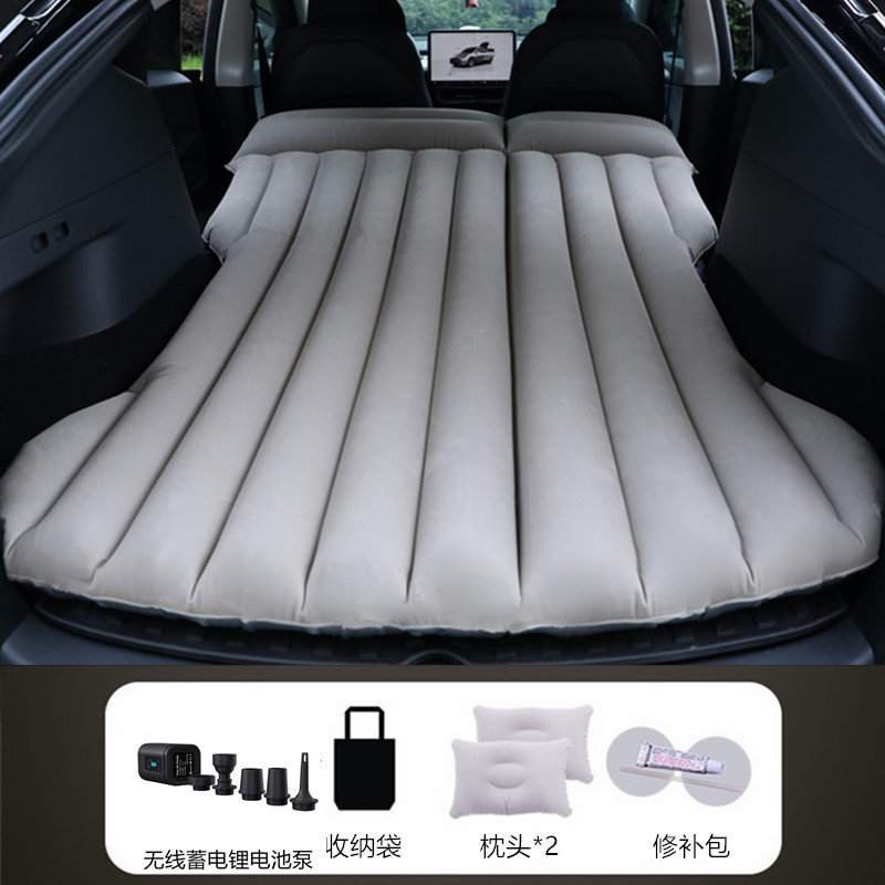 Vehicle-mounted inflatable bed – Shiyong Sleeping Pad Folding - gray-tesla-model-y-with-black-wireless-battery-pump
