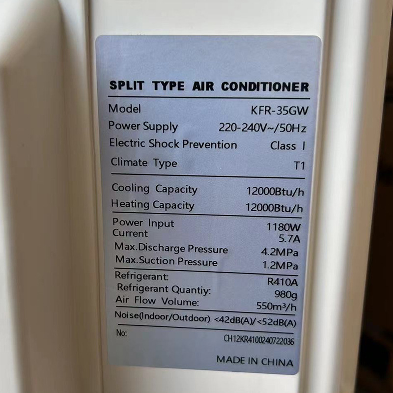 Exportación de comercio exterior Aire acondicionado montado en la pared 1.5HP Frecuencia fija 12000BTU AIR CONDITIONER