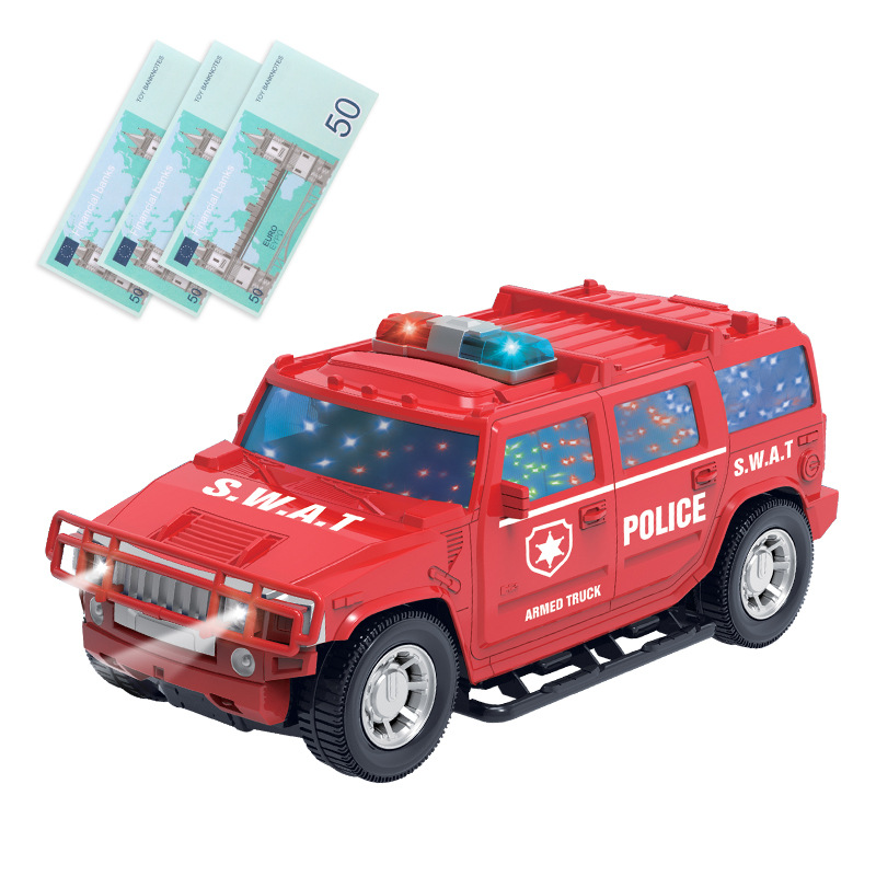 Eléctrico Universal Humvee off-road vehículo alcancía automático rollo de dinero caja de monedas con la música luz efectivo camión alcancía