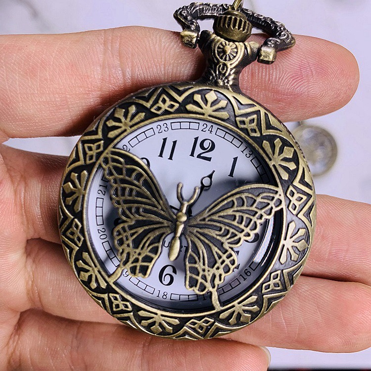 Estilo chino retro de bronce gran reloj de bolsillo turístico lugar escénico recuerdo vintage colgante reloj regalo reloj al por mayor