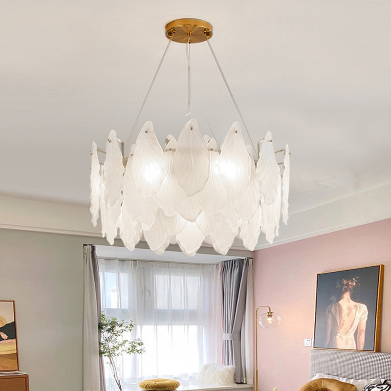 新款后现代玻璃客厅吊灯简约大气家用卧室餐厅水晶灯羽毛轻奢吊灯
