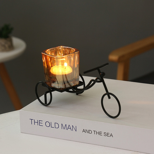 European minimalist creative black bicycle candle holder wholesale home living room romantic candlelight dinner decoration candlestick