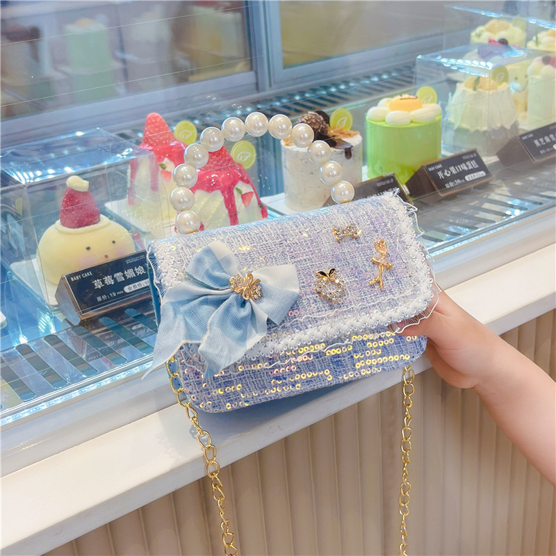 Bolso de hombro de los niños nuevo comercio exterior al por mayor bolso de La Perla de las niñas moda coreana pequeña princesa lentejuelas bolsa de mensajero