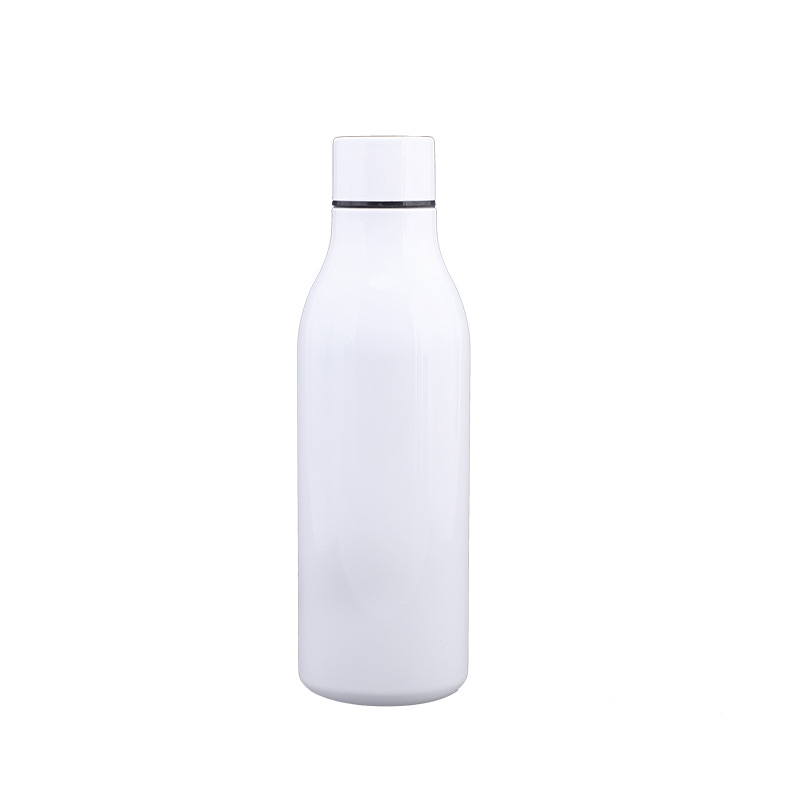 Botella de boca estrecha con revestimiento de sublimación, portátil para coche, con asa, de acero inoxidable 304, para deportes, tipo cola.