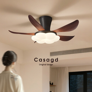 Medieval Style Walnut Color Solid Wood Fan Lamp New Chinoiserie Silent Bedroom Study Living Room Ceiling Fan Lamp Casagd