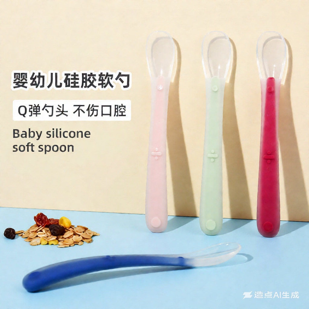 Baby Silicone Spoon Newborn Infant Soft Spoon for Feeding Water, Fruit Puree, Eating Utensils, Complementary Food Spoon, Fruit Puree for Babies