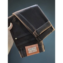 黑色小脚牛仔裤男潮流新款休闲弹力厚款长裤秋冬季欧美高端裤子男