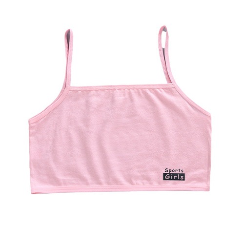 Girls' pure cotton spaghetti straps crop top for 8-12 years old budding stage summer camisole outerwear 7 sports wrap camisole comprehensive 9