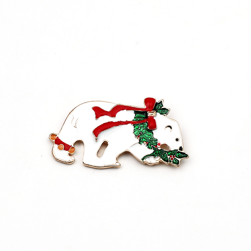 Broche de oso polar con lazo de aleacin de Navidad al por mayor Nihaojewelrypicture1