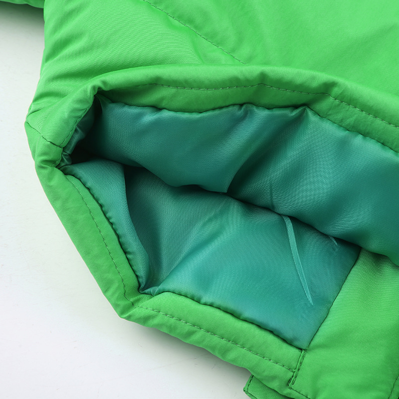 solid color lapel Velcro button long-sleeved crop cotton jacket NSKAJ135297