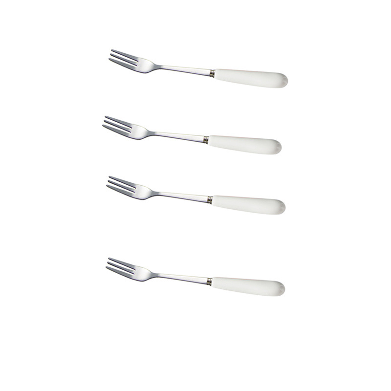 Creativo lindo Tenedor de fruta de cerámica de acero inoxidable palo de fruta Tenedor de postre de los niños del hogar pequeño tenedor traje de comer fruta