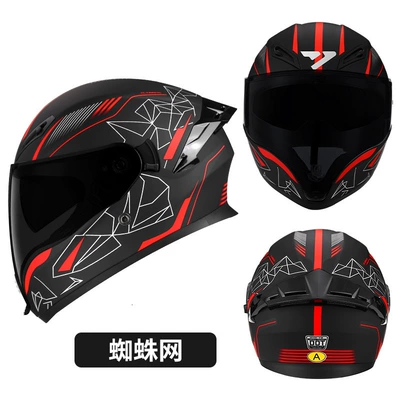 Motosiklet kaskı (dəbilqə), Ad Electric Motorcycle Helmet for Men - 3cdot-certified-spider-web-black-tea-mirror-transparent-mirror-m53-55-head-circumference