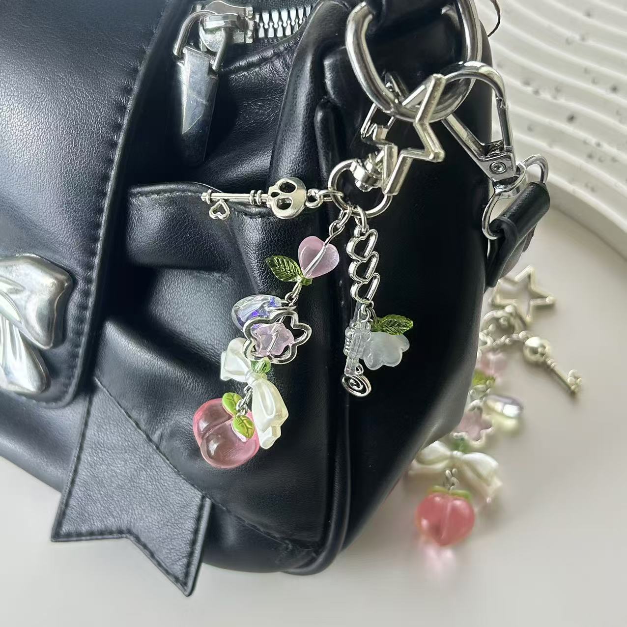 Bag, Star, Peach, Bow Knot Pattern 1 Piece Bag Star Peach Mobile Phone Chain Resin Beaded Y2k Sweet Mobile Phone Chain