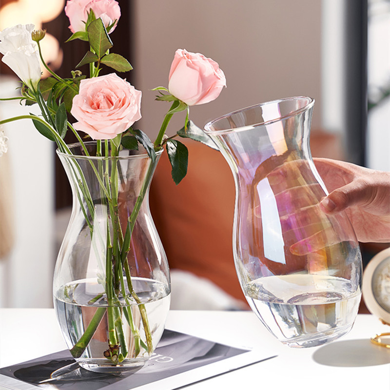 ins Style Simple Internet Celebrity Glass Fugui Bamboo Vase Transparent Magic Color Hydroponic Flowers Lily Living Room Flower Decoration