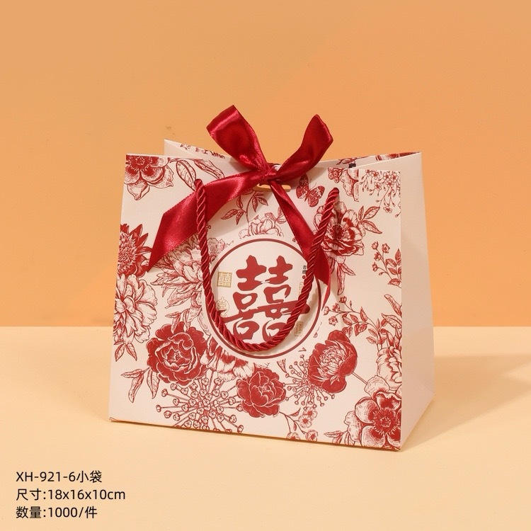 高级感蝴蝶结丝带喜糖袋中式网红小红书回礼伴手礼糖果手提袋批发