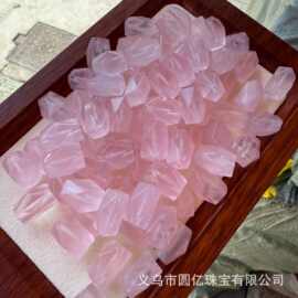 天然莫桑透体粉水晶大随形切散珠diy小红书爆款手链项链饰品配件