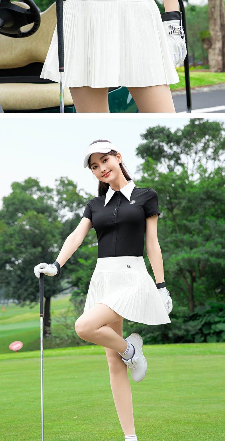 Áo polo golf nữ tay ngắn cổ bẻ dài vải thun co giãn — YF789 áo trắng [vải sọc mỏng/độ đàn hồi cao và mềm mại/mỏng và mỏng], YF789 Ice Crystal Blue Top [Vải dải mỏng/Mềm mại đàn hồi cao/Mỏng mỏng], YF789 Black Top [Chất liệu vải có độ đàn hồi cao và mềm mại/mỏng và mỏng], YF789 Sakura Phấn hoa Top [Vải sọc mỏng/Mềm mại đàn hồi cao/Mỏng mỏng] chi tiết 4