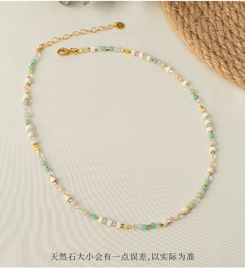 Linglang Colorful Beaded Necklace Natural Stone Choker Necklace Chic Jewelry for Girls