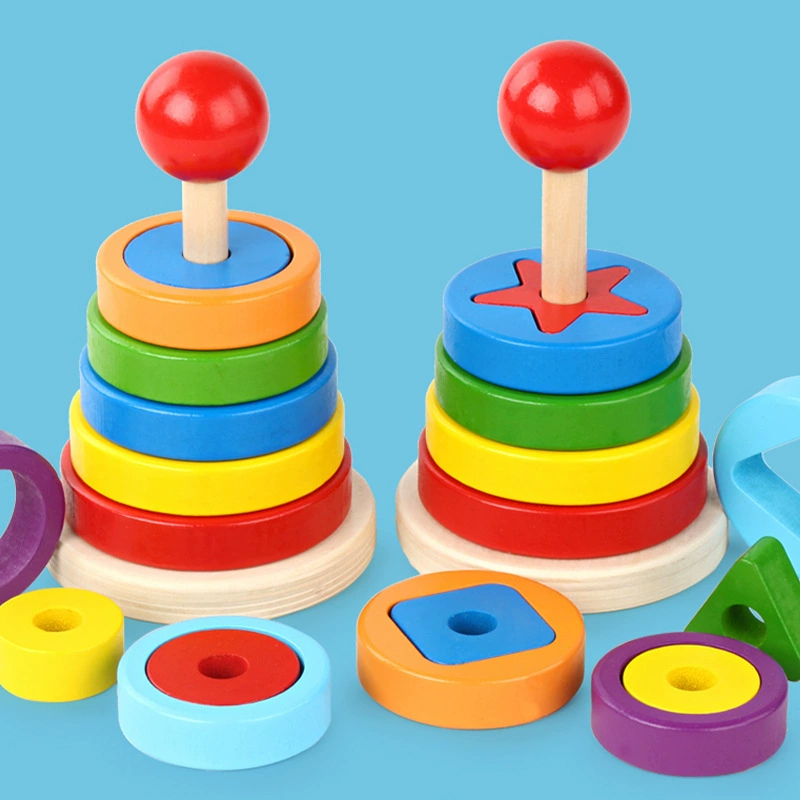 Деревянная башня, геометрическая когнитивная игра Jenga, интеллектуальная игрушка, цветоощущение, раннее образование