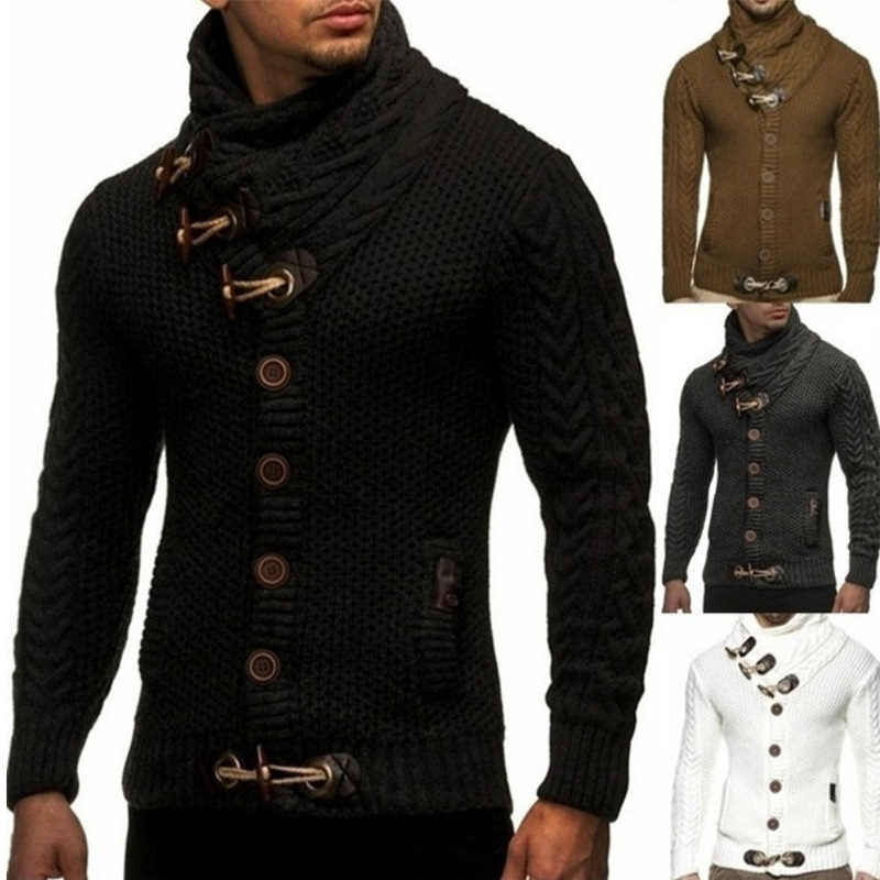 Amazon Sweater Men's 2025 Autumn and Winter Knitted Coat High Collar Button plus size European and American Fashion Sweater Cross-border Men's Wear