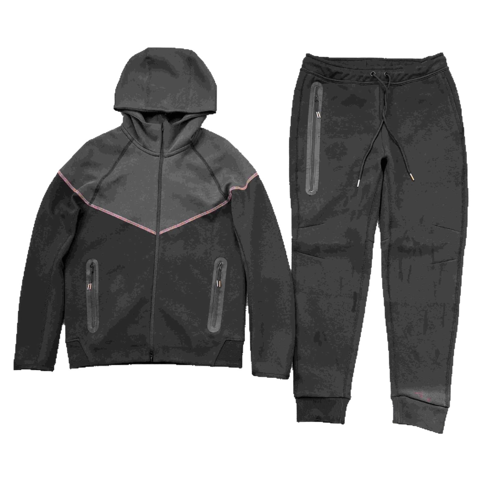 2025 primavera y otoño nuevo estilo americano marca compartida calle retro suéter a juego de colores suéter pantalones casual traje deportivo marea de los hombres