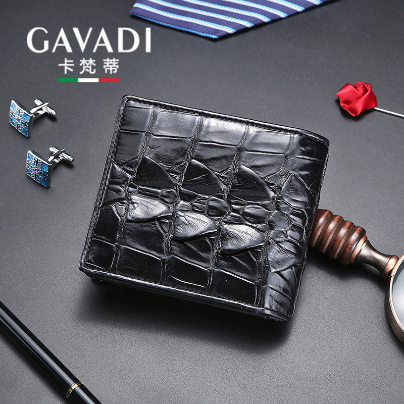 Crocodile men's wallet genuine leather 2024 new short 20% thick large capacity wallet horizontal wallet genuine