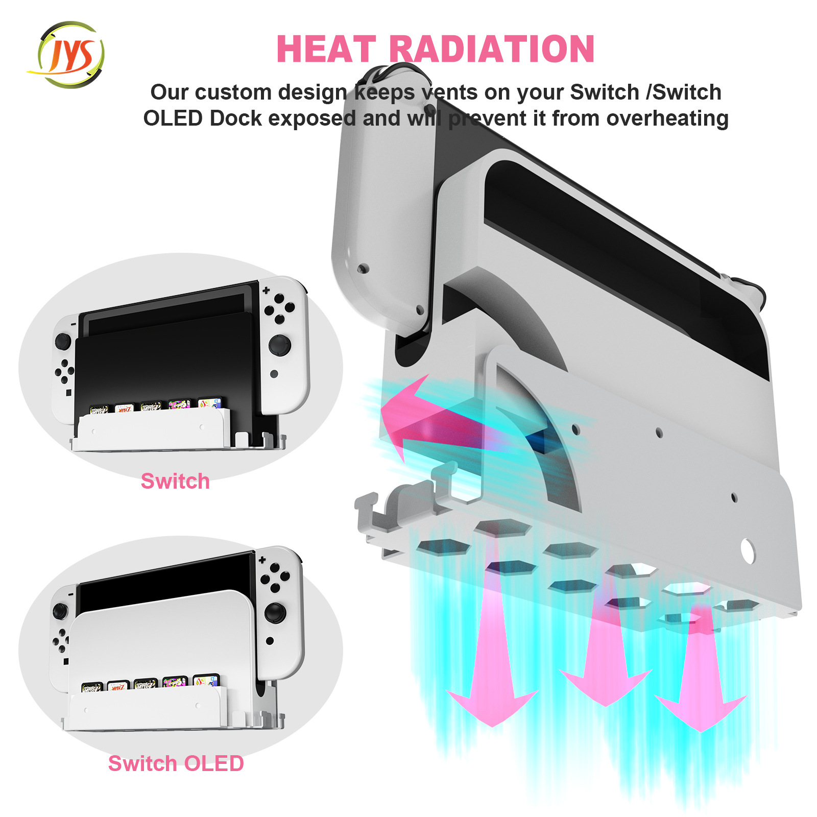Switch/SwitchOLED dos en un soporte de pared con mango de host con una salida y dos cables de carga magnéticos