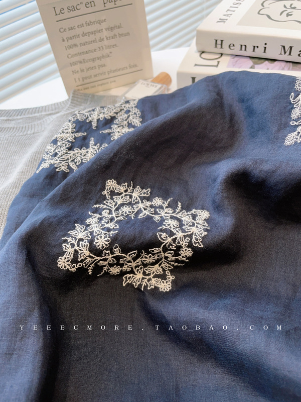 JING リネンスカート ~ 100 ラミーエレガントな刺繍ハイウエストスリムスカート 2025 夏の新しいスタイルの女性|undefined