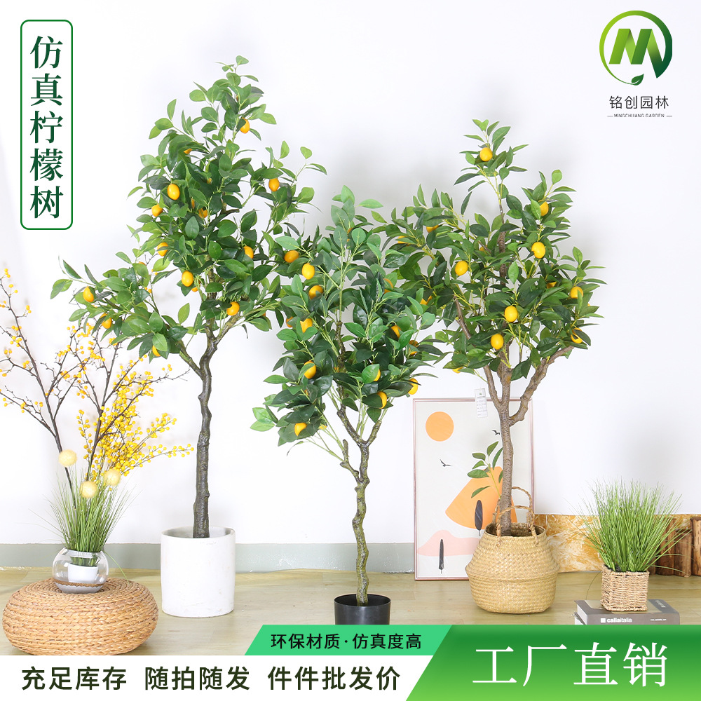 Artificial limón árbol verde planta bonsai venta al por mayor artificial naranja árbol bonsai decoración interior gran falso verde planta bonsai