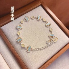 描金珐琅彩莲花手链新中式宫廷风甜美优雅气质莲花手链简约轻奢
