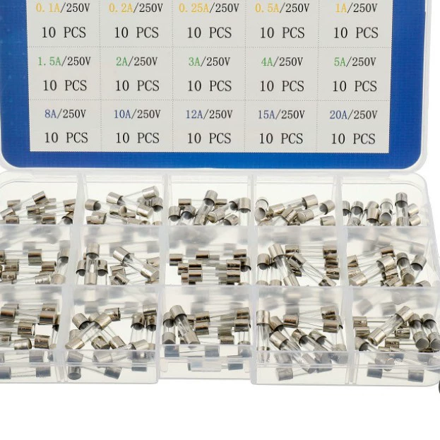 15Value150 шт. Быстрый выдувной стеклянный комбинированный комплект предохранителя 5x20 250V0.1A-20A