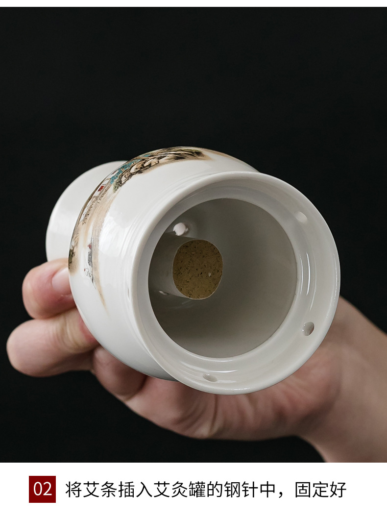 Ceramic Moxibustion Cup Massage Jar Multi-Function Warming Therapy Device for Home Body Care key features