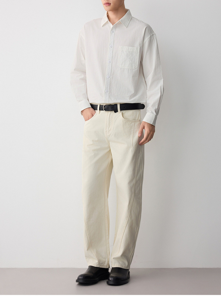 Áo sơ mi nam dài tay cotton trơn màu phong cách công sở — đen chi tiết 22