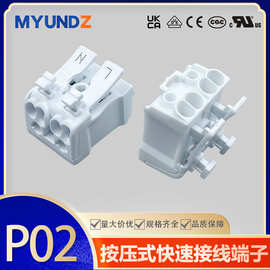 923-2P按压式接线端子P02-2位快速接线端子免螺丝 照明灯具连接器