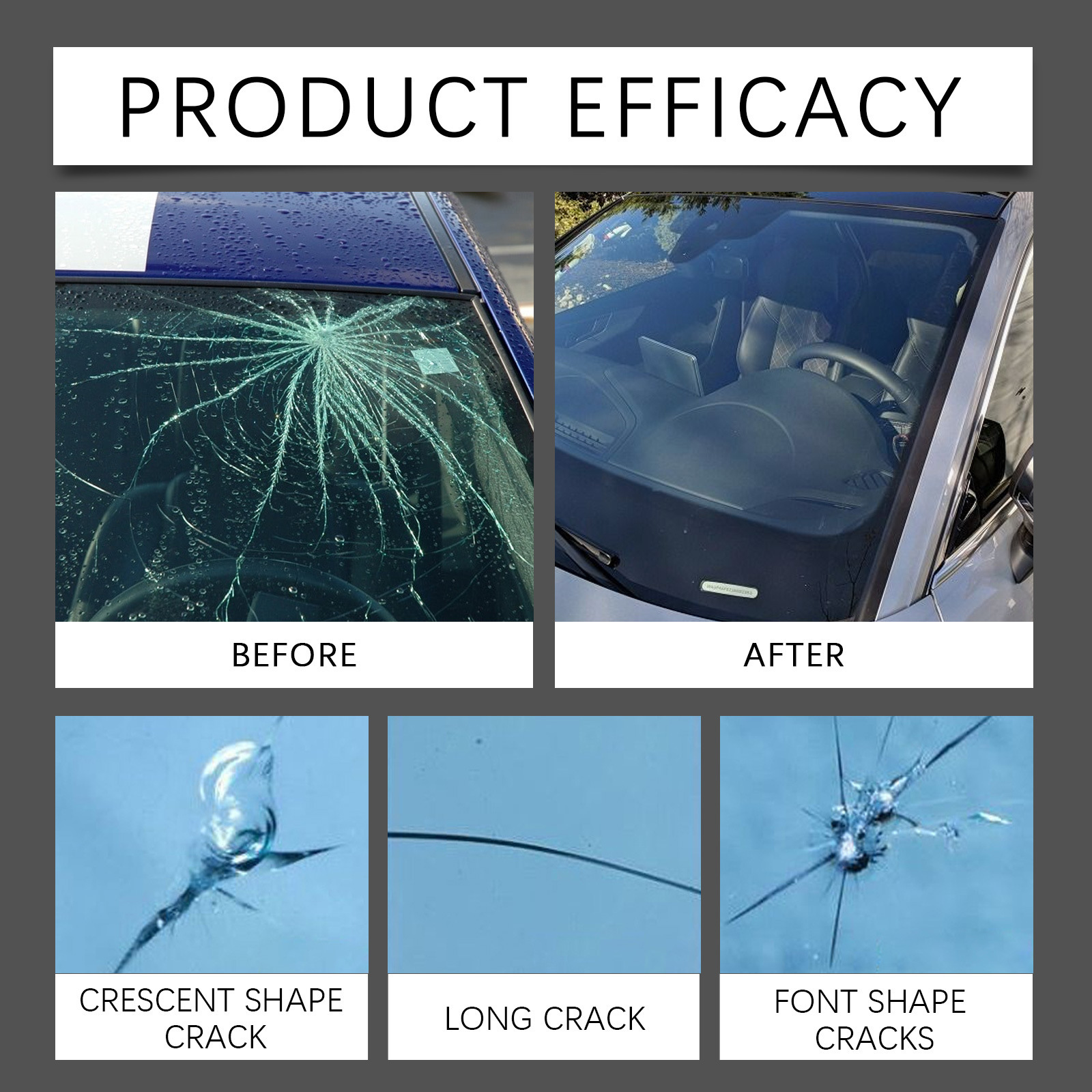 Homonth Car Windshield Crack Care Solution Car Glass Care Tool Crack Glass Adhesive Liquid