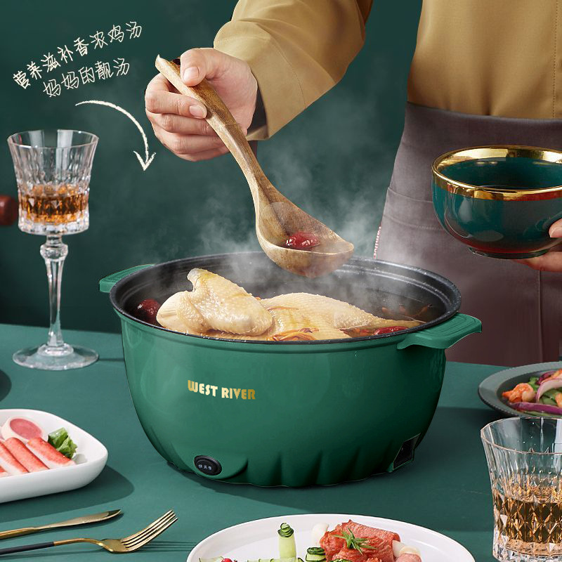 Hotpot eléctrico transfronterizo multifuncional doméstico vapor eléctrico dormitorio pequeño horno de cocción de hortales de cocción de hortales de cocción de hortales de gran capacidad lote