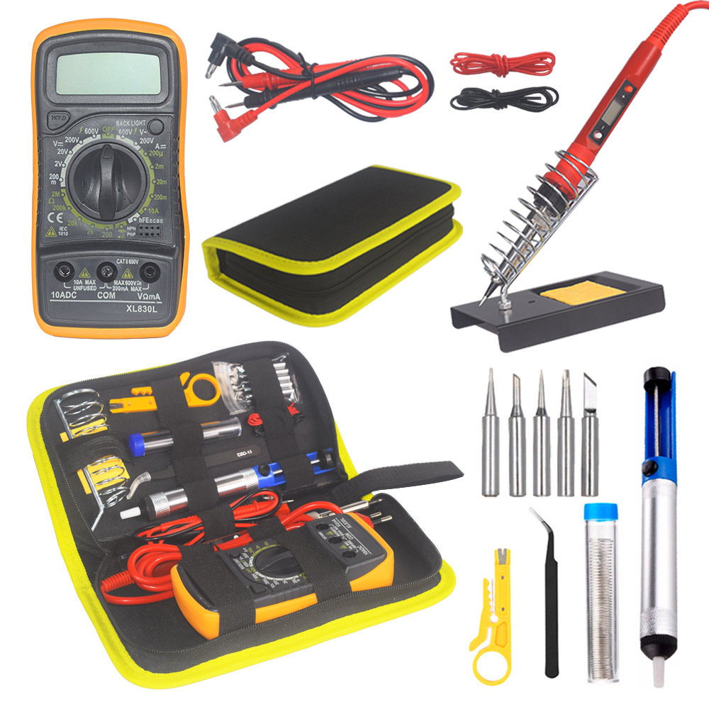 跨境80W恒温电烙铁套装焊锡枪XL830L数字万用表家用维修洛铁包