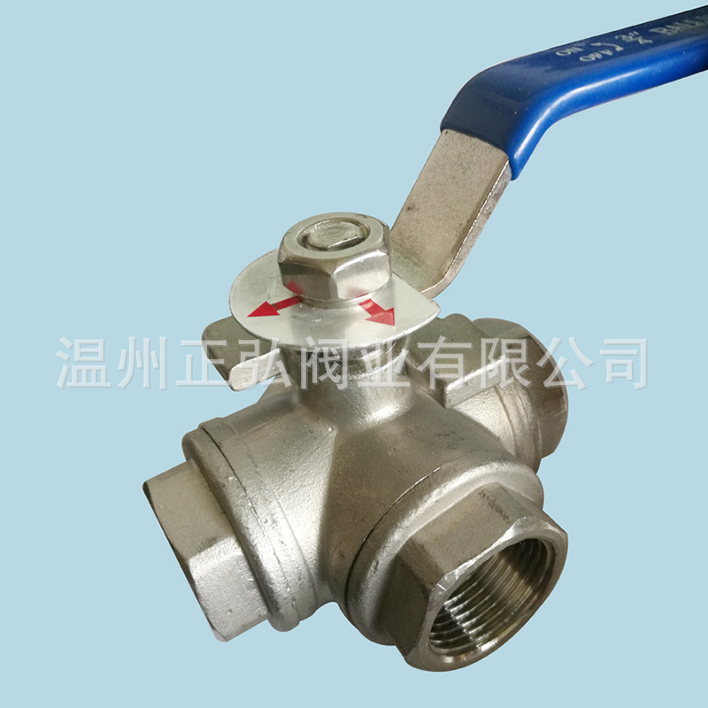Q14F-16P/Q15F-16P不锈钢三球阀 DN25内丝三通阀L/T型 手动三通阀