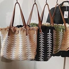 大号流苏帆布包简约托特包2025跨境爆款棉麻包百搭通勤单肩包环保