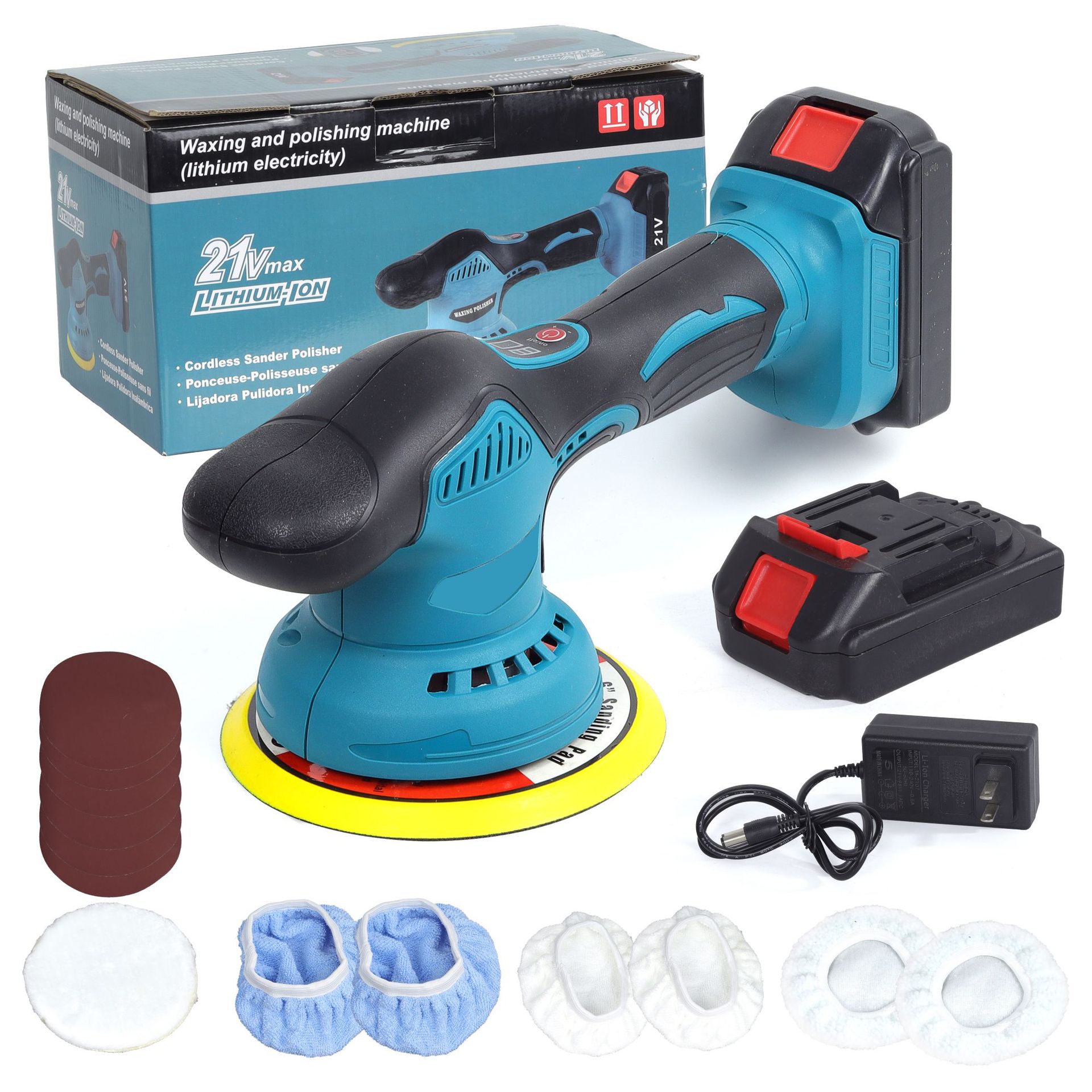 跨境新款锂电抛光打蜡机手持式无绳汽车打蜡抛光家用