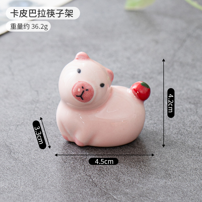 文创 ZAKKA陶瓷筷架日式动物花宠卡皮巴拉工艺品车载餐桌工位摆件|undefined
