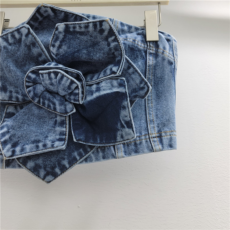 2026 primavera y verano nuevo estilo americano retro caliente estilo estereoscópico diseño de flores inns estilo de pecho chaleco denim chaqueta superior