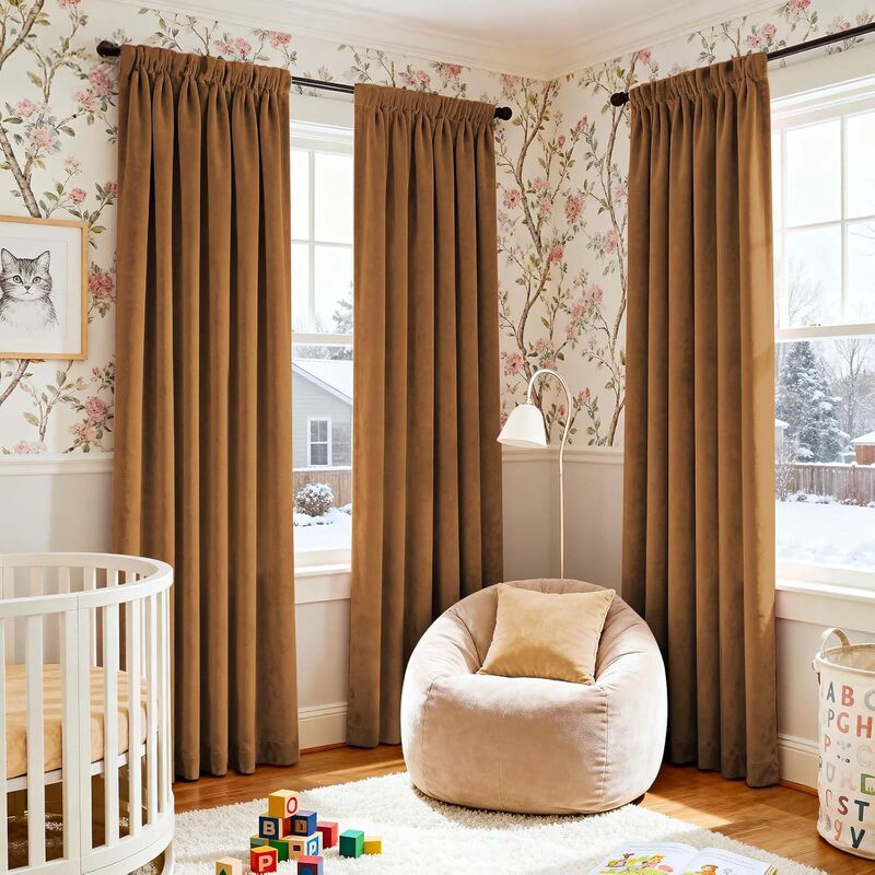1Pc Direct Supply from Manufacturer for Cross-Border E-Commerce Amazon, Simple Solid Color Blackout Velvet Curtains for Living Room, Bedroom, Balcony 1Pc Direct Supply from Manufacturer for Cross-Border E-Commerce Amazon, Simple Solid Color Blackout Velvet Curtains for Living Room, Bedroom, Balcony