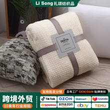 跨境外贸菠萝格沙发毯法兰绒毛毯珊瑚绒空调毯午休毯子现代简约