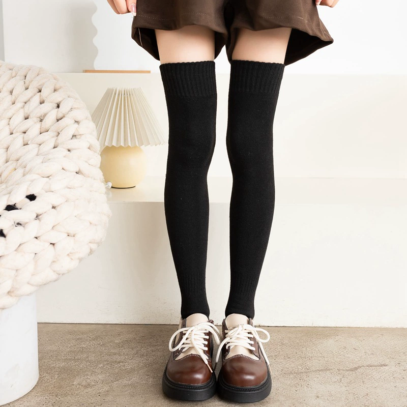 Keep warm knee socks, demi-season fleece towel, high boots