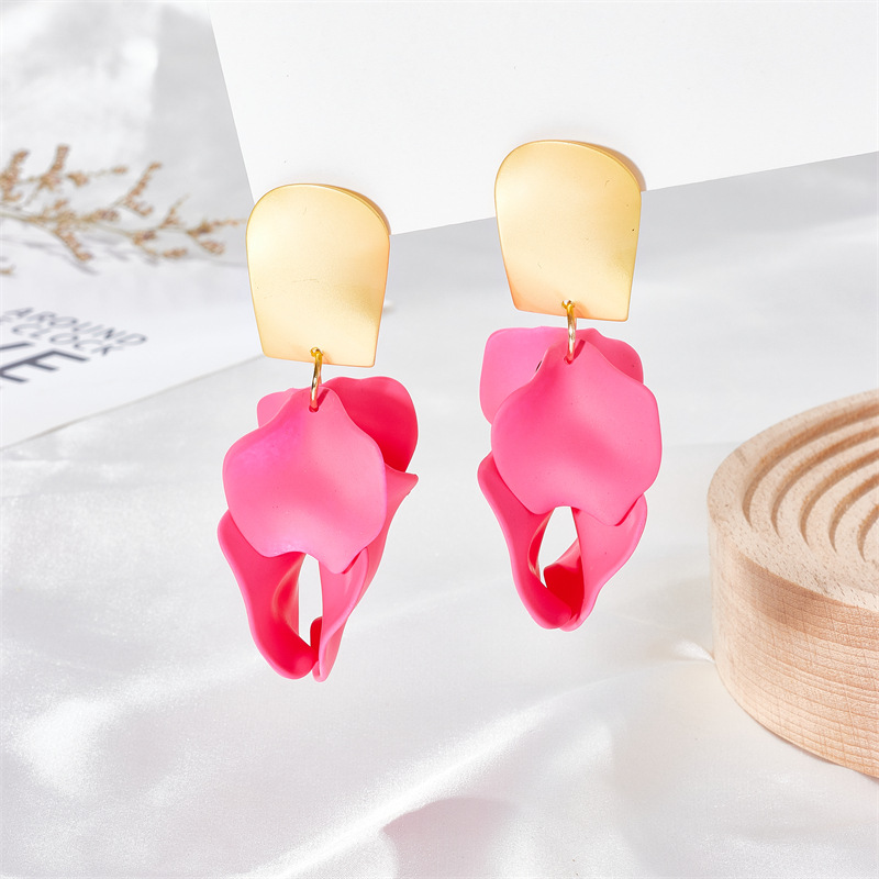 1 Pair Fashion Petal Plating Alloy Drop Earrings display picture 5