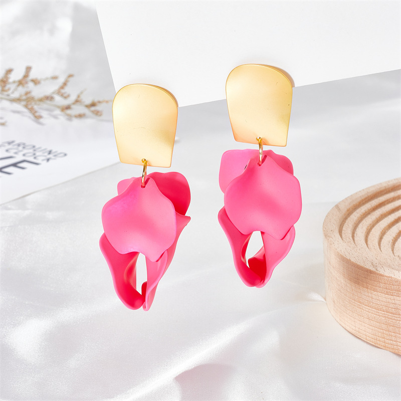 1 Paire Mode Pétale Placage Alliage Boucles D'oreilles display picture 5